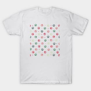 Christmas colored paw prints T-Shirt